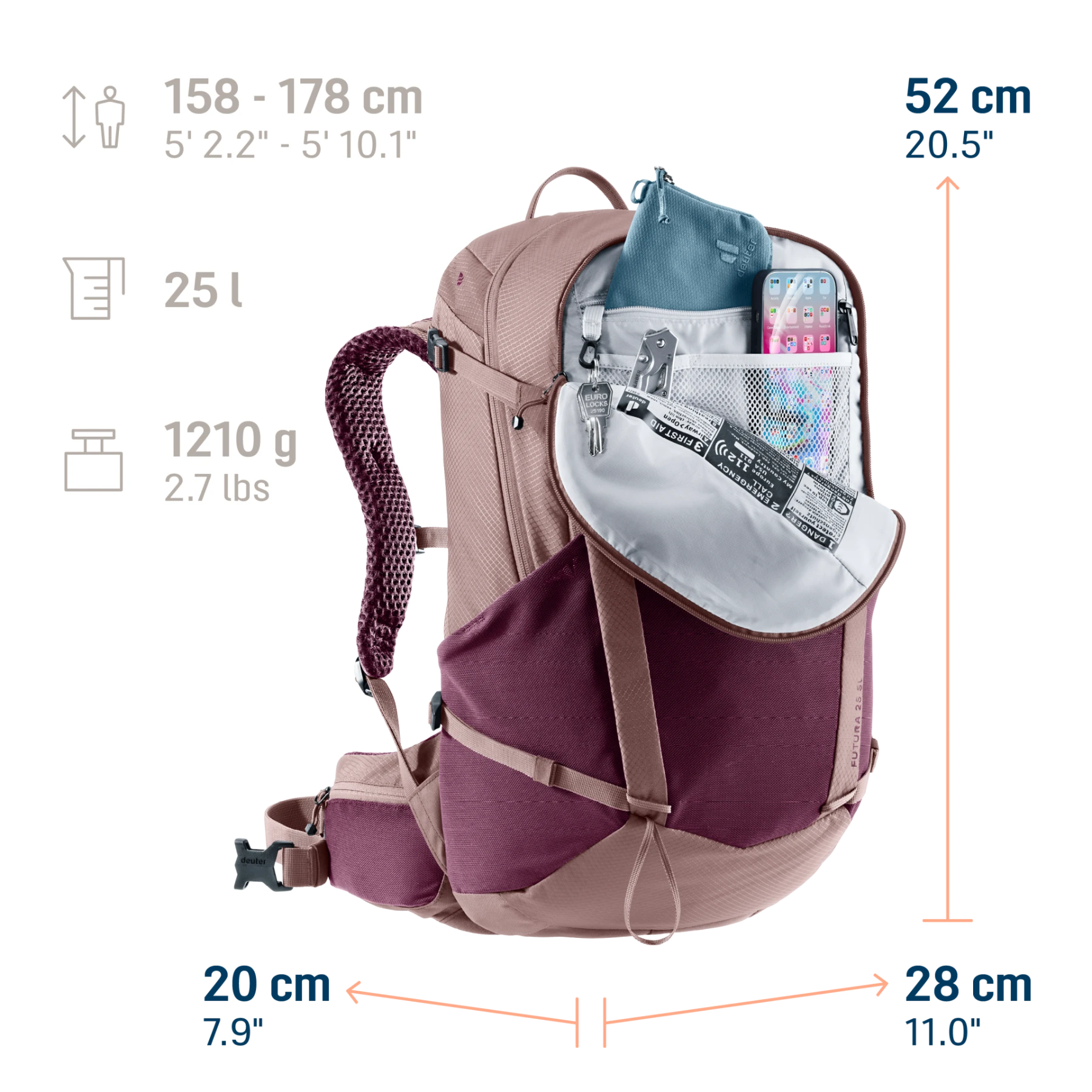 Mochila Futura 25 SL cassis-ashrose DEUTER - Imagen 11